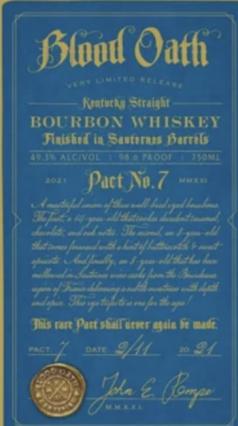 2021 Blood Oath Pact No. 7 Kentucky Straight Bourbon Whiskey (750ml) (750ml)